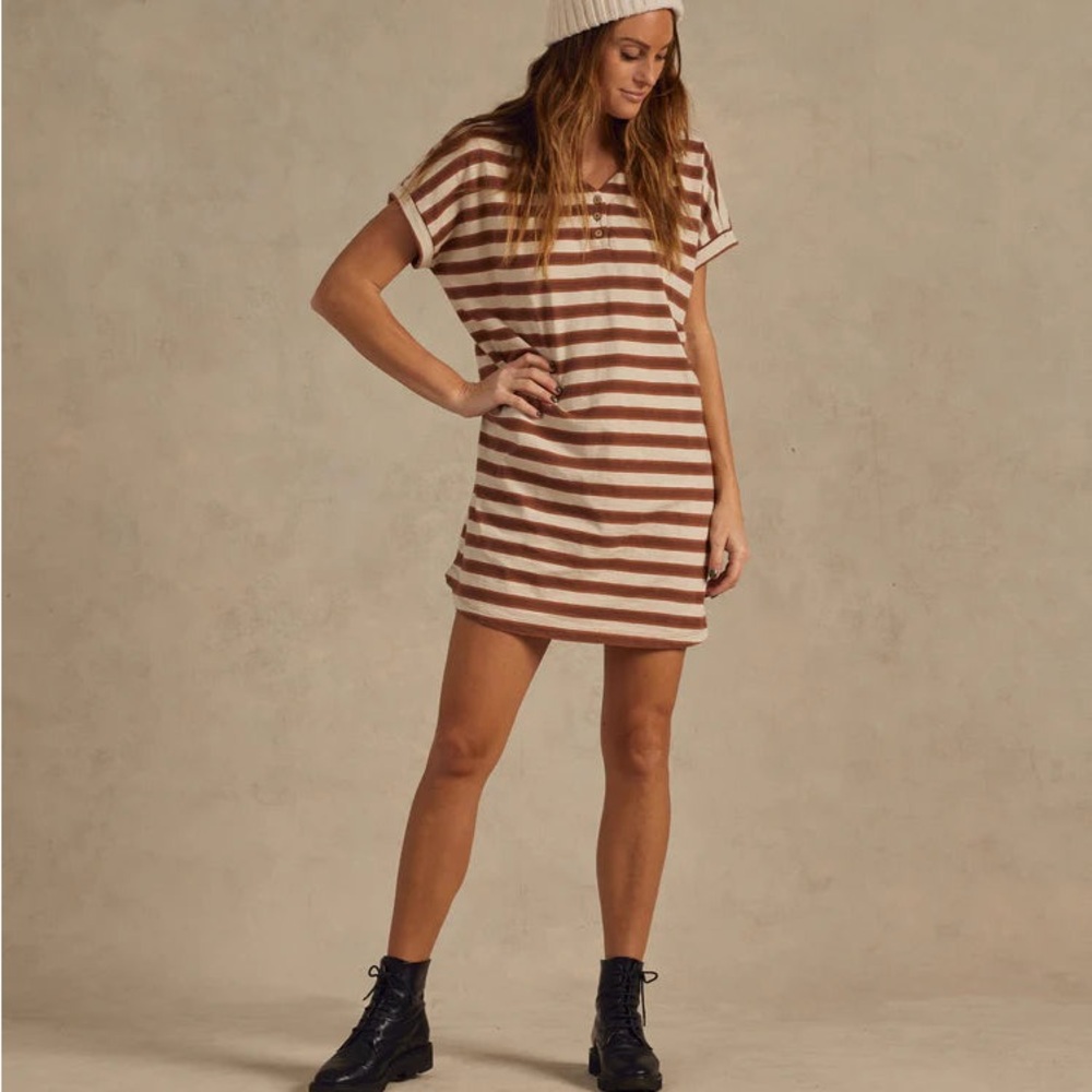 Rylee and Cru Henley short dress women cedar stripe S
